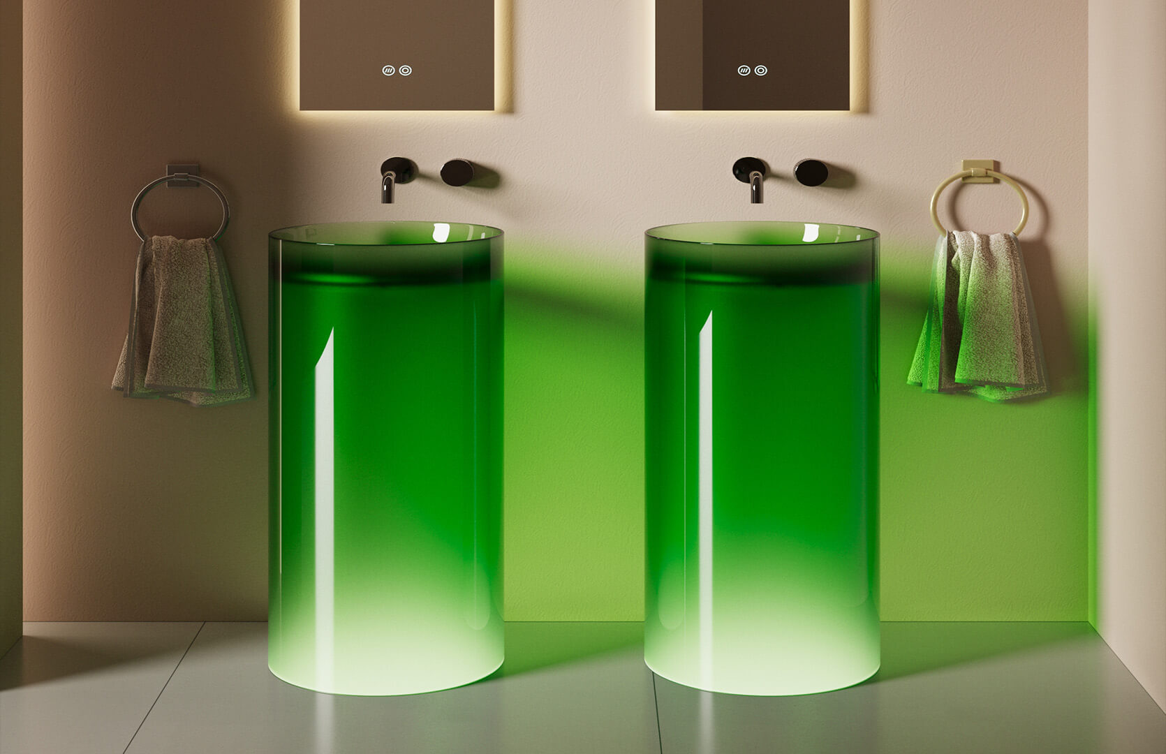 Translucent Resin Pedestal Sink for Bathroom__ CPG-6638 Green