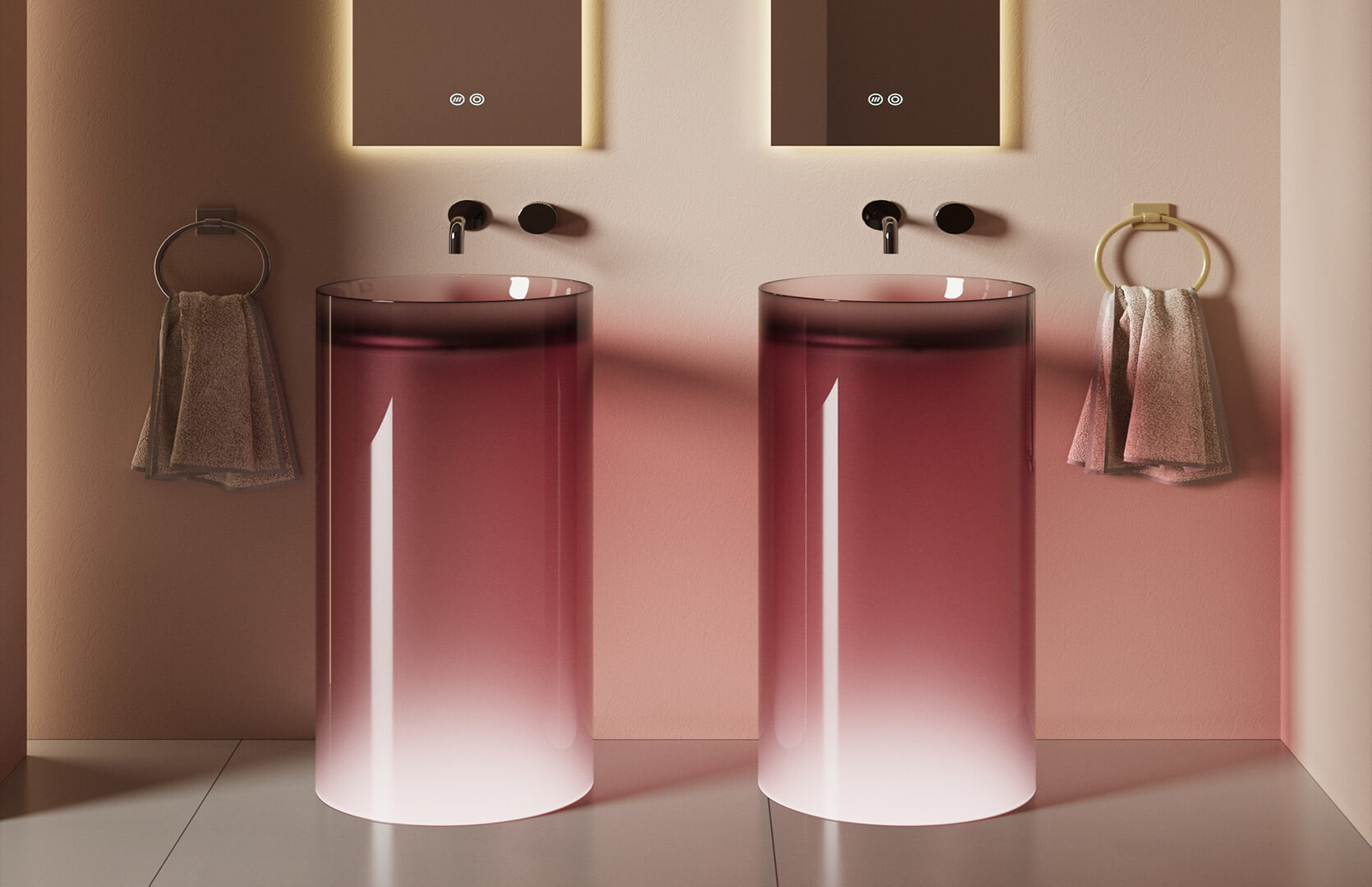 Translucent Resin Pedestal Sink for Bathroom__ CPG-6638 Red