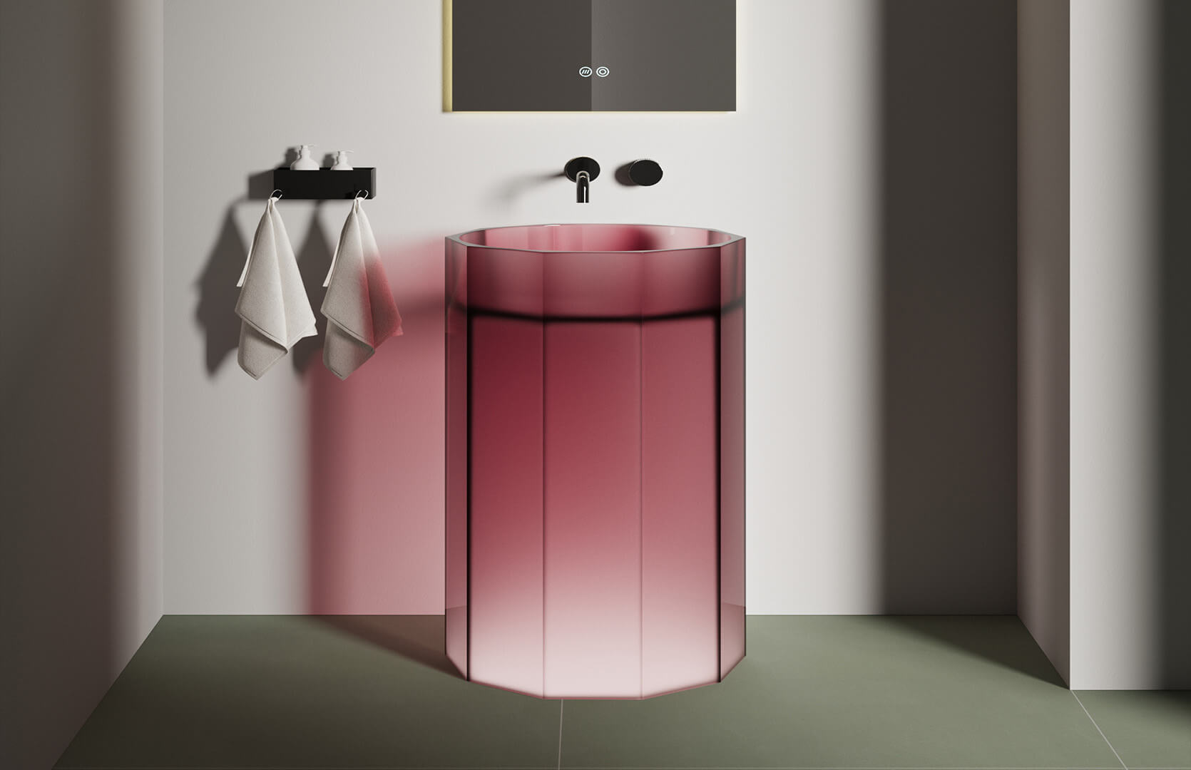 Translucent Resin Pedestal Sink for Small Bathroom__ CPG-6629