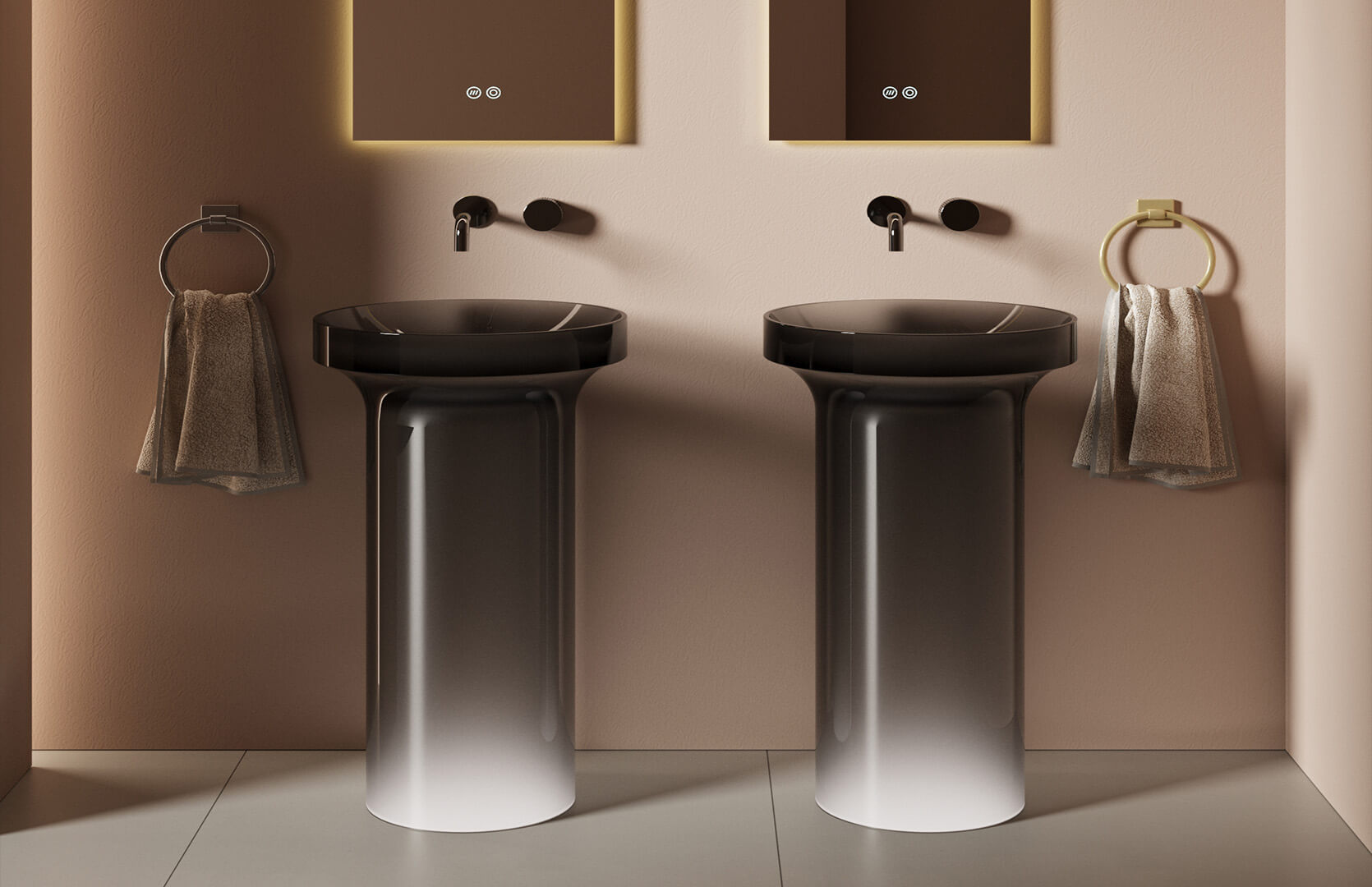 Translucent Resin Round Pedestal Sink_ CPG-6632 Black