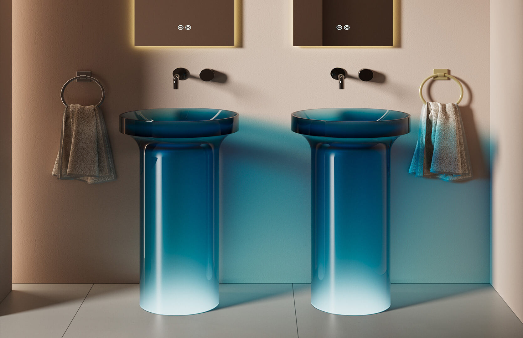 Translucent Resin Round Pedestal Sink_ CPG-6632 Blue