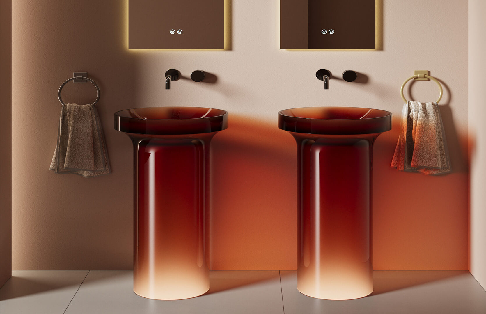 Translucent Resin Round Pedestal Sink_ CPG-6632 Brown