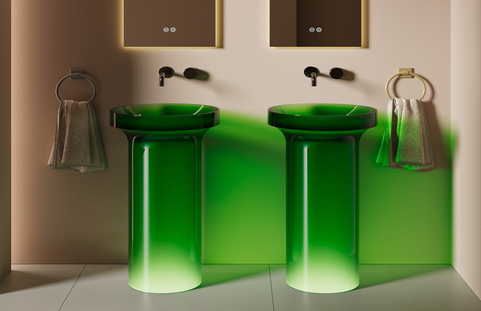 Translucent Resin Round Pedestal Sink_ CPG-6632 Green