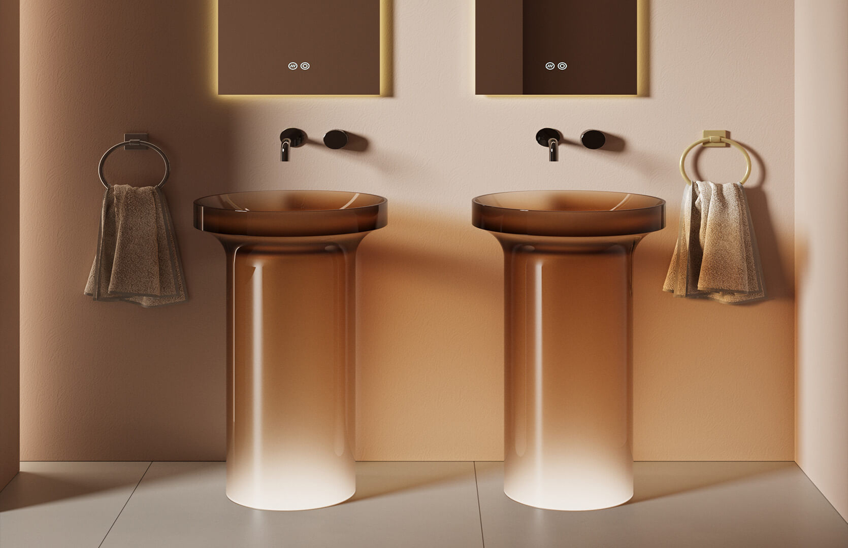 Translucent Resin Round Pedestal Sink_ CPG-6632 Yellow