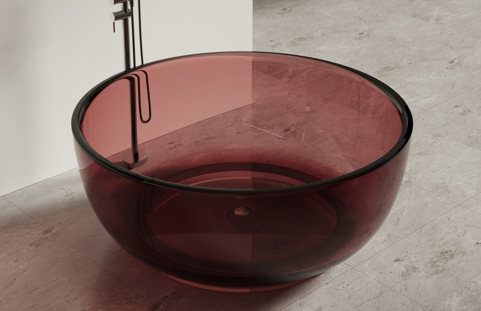 Translucent Resin Short Freestanding Tub