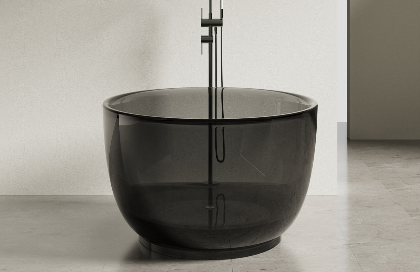 Translucent Resin Short Freestanding Tub CPG-8815 Black