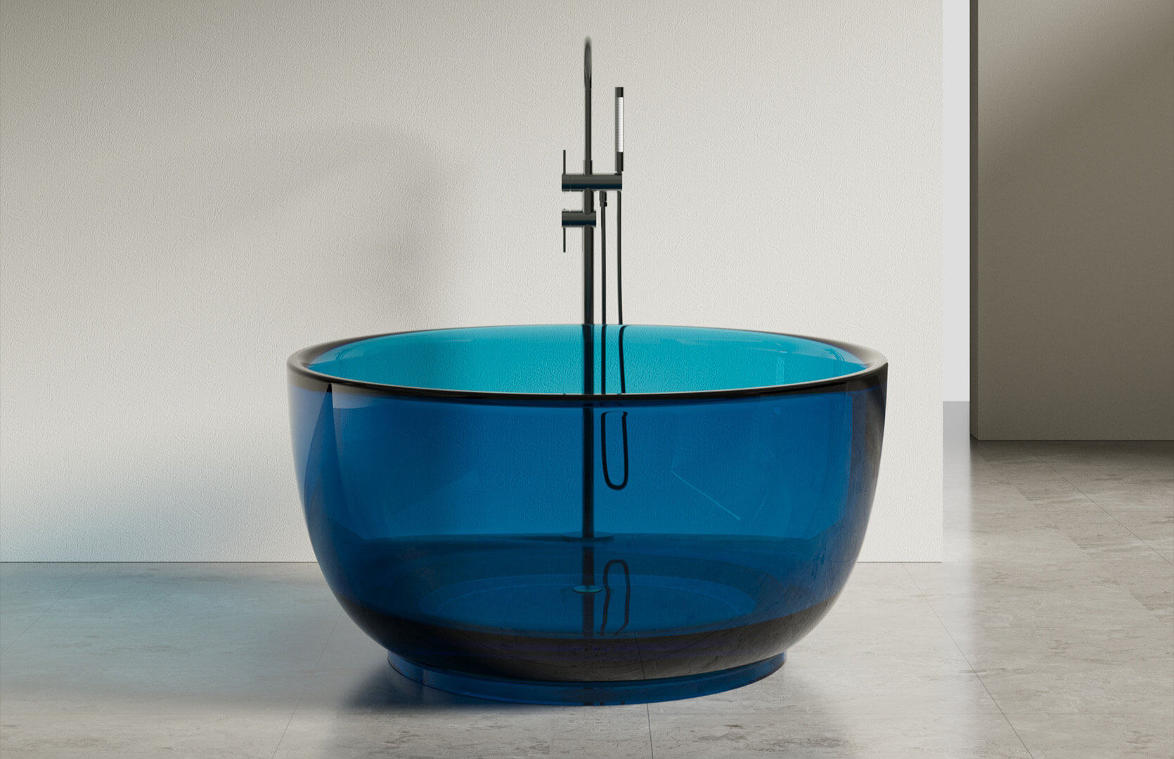Translucent Resin Short Freestanding Tub CPG-8815 Blue
