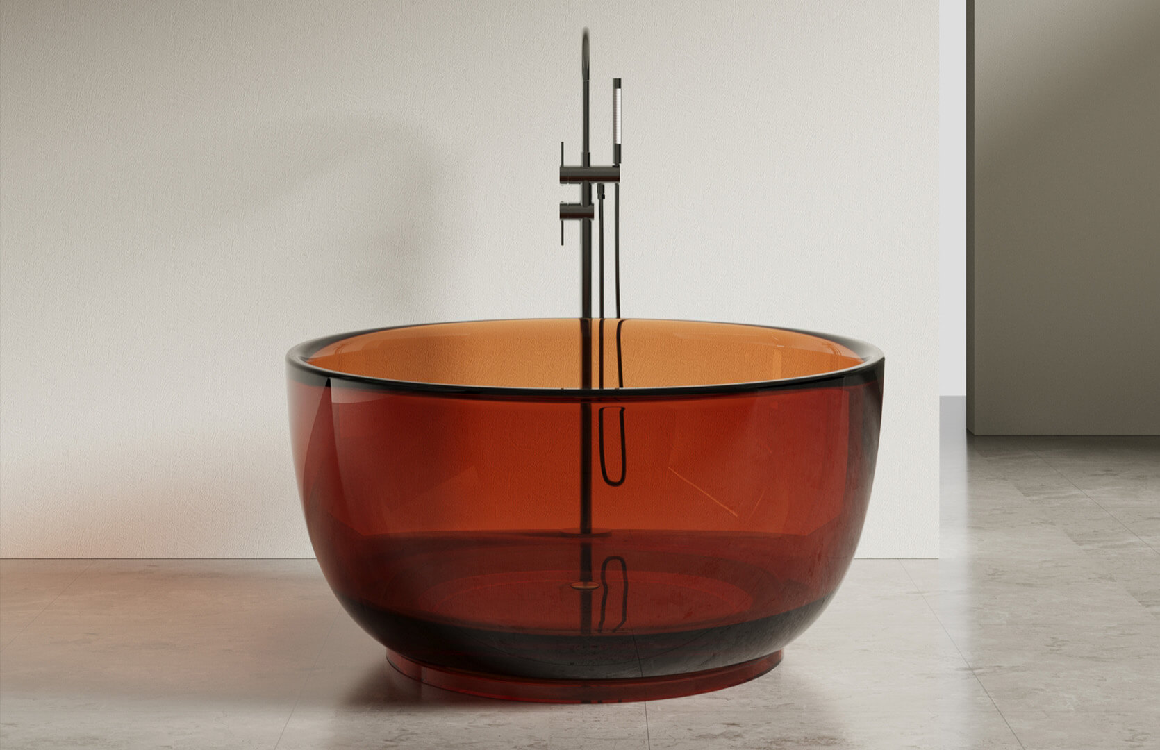 Translucent Resin Short Freestanding Tub CPG-8815 Brown