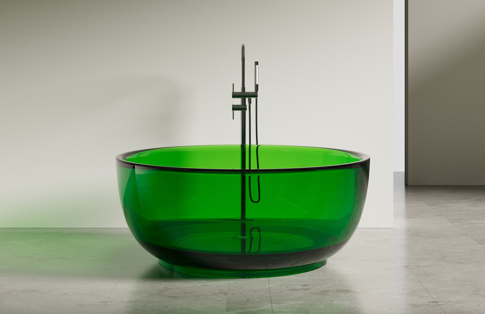 Translucent Resin Short Freestanding Tub CPG-8815 Green