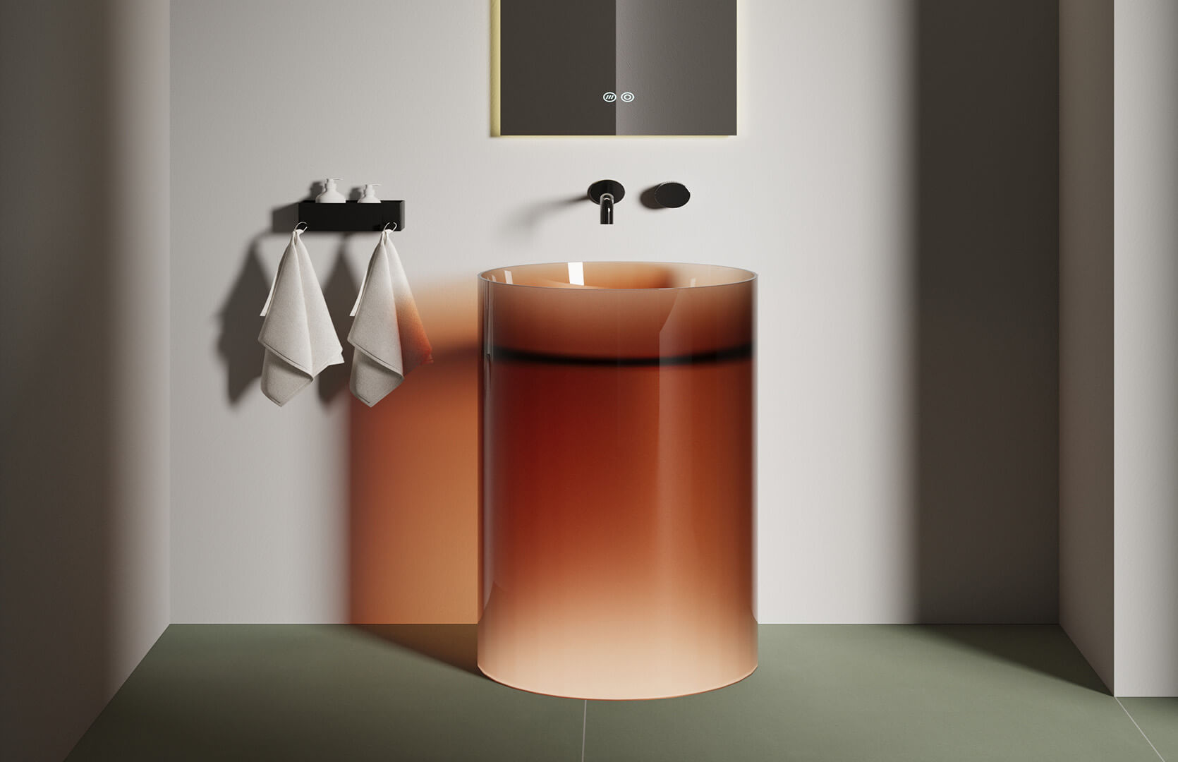 Translucent Resin Short Pedestal Sink__ CPG-6635 Brown