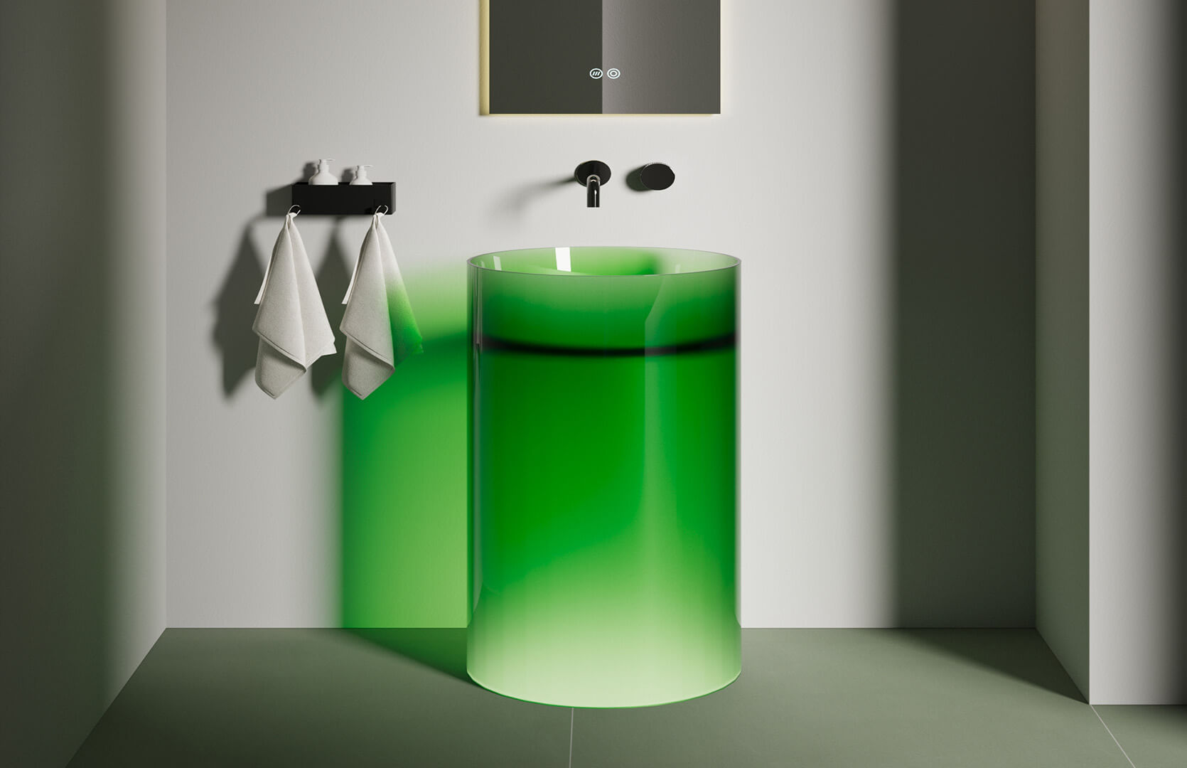 Translucent Resin Short Pedestal Sink__ CPG-6635 Green