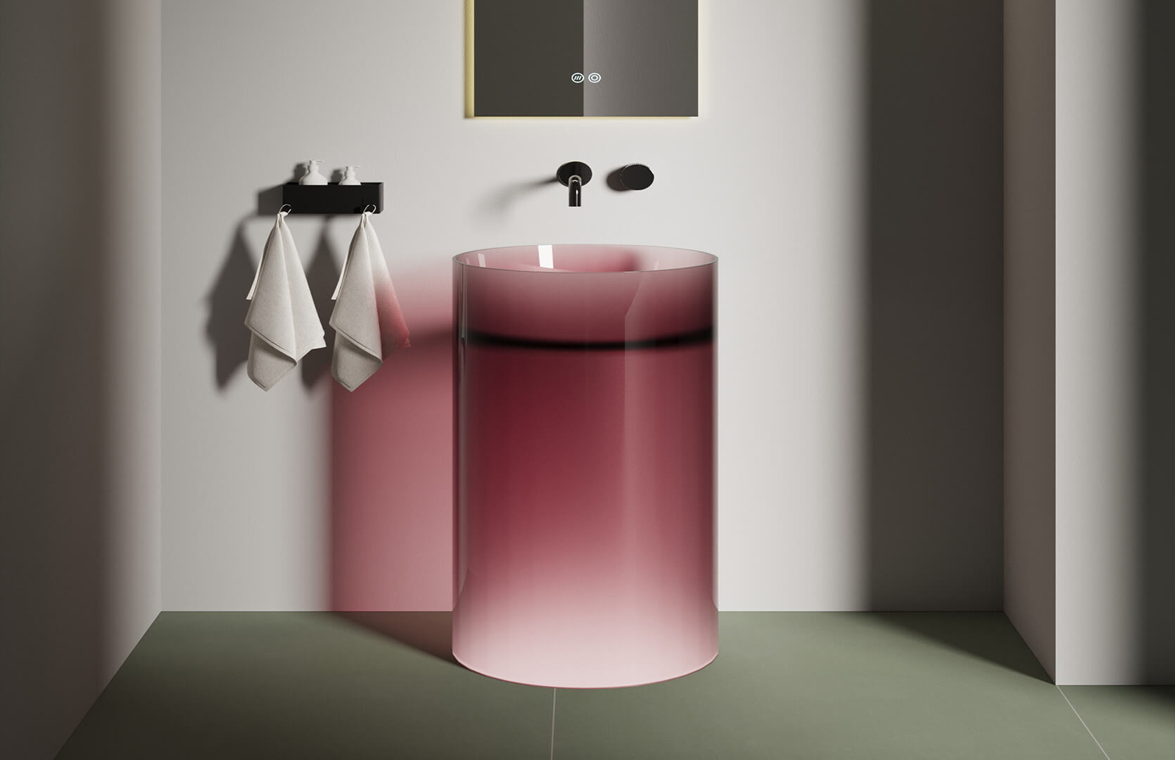 Translucent Resin Short Pedestal Sink__ CPG-6635 Red