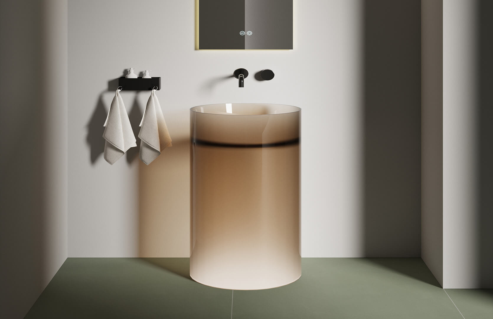 Translucent Resin Short Pedestal Sink__ CPG-6635 Yellow