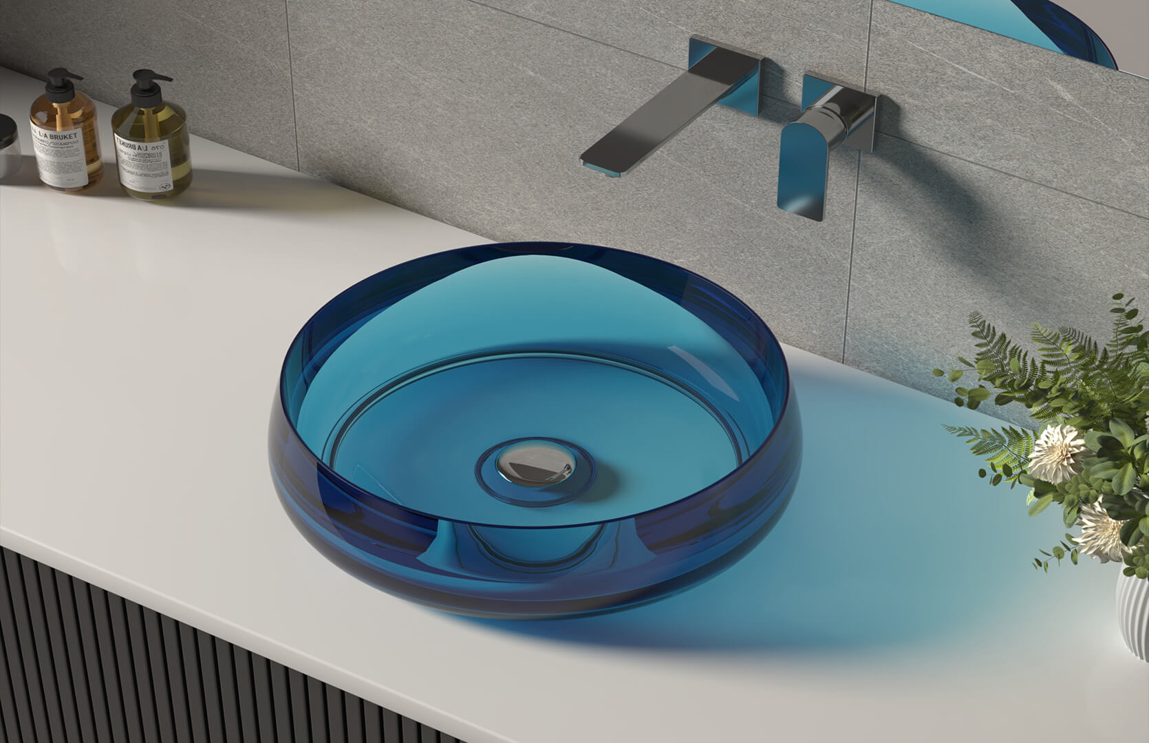 Translucent Resin Sink and Countertop__ CPG-2261 Blue