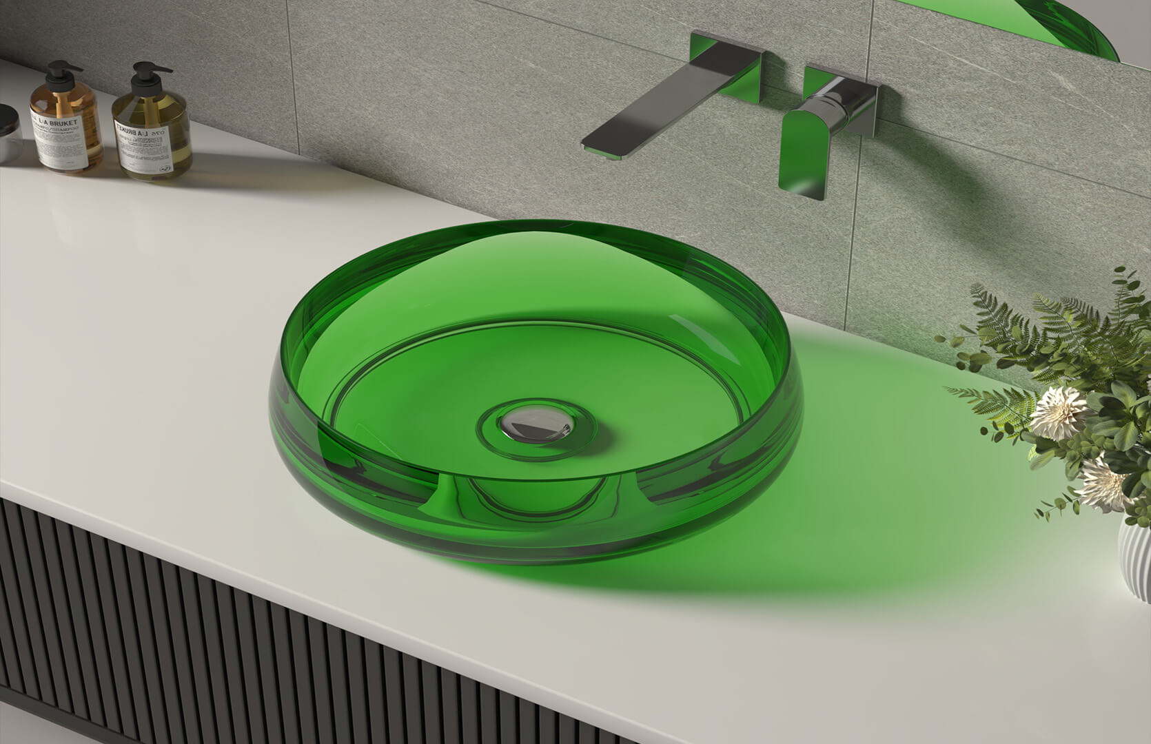 Translucent Resin Sink and Countertop__ CPG-2261 Green