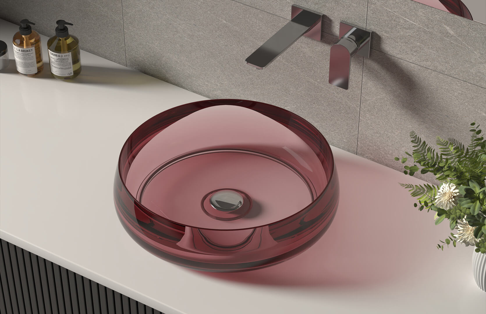 Translucent Resin Sink and Countertop__ CPG-2261 Red
