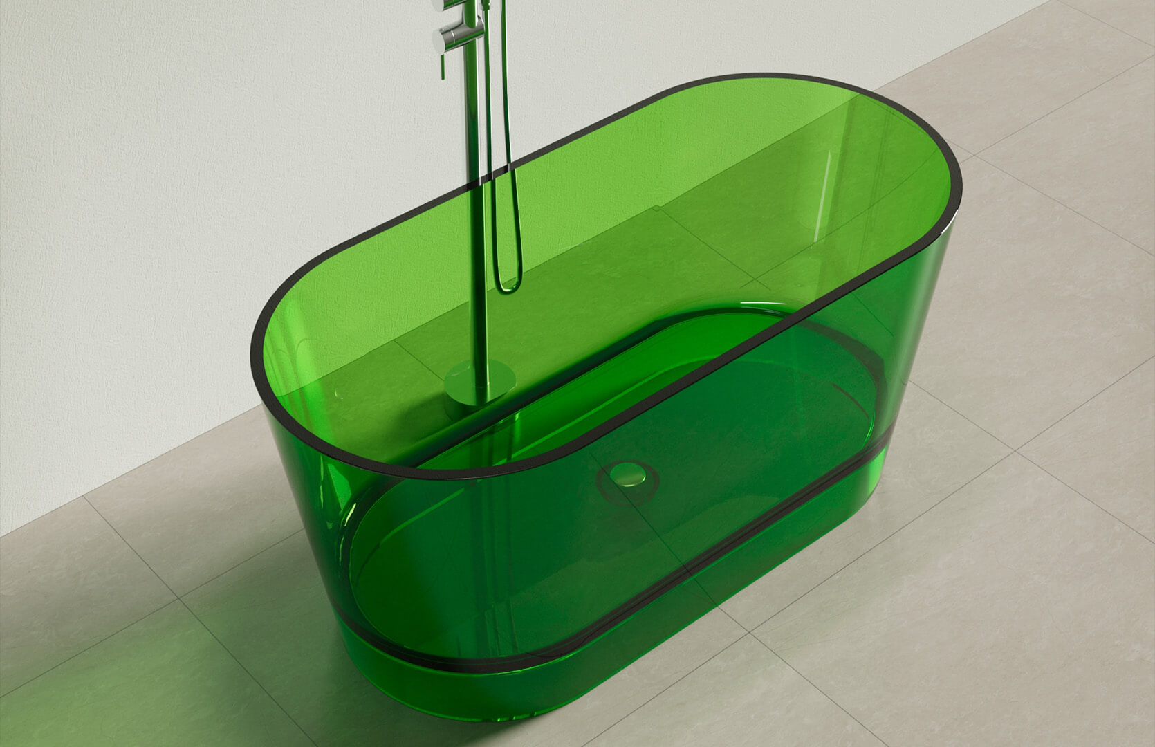 Translucent Resin Small Freestanding Soaking Tub_