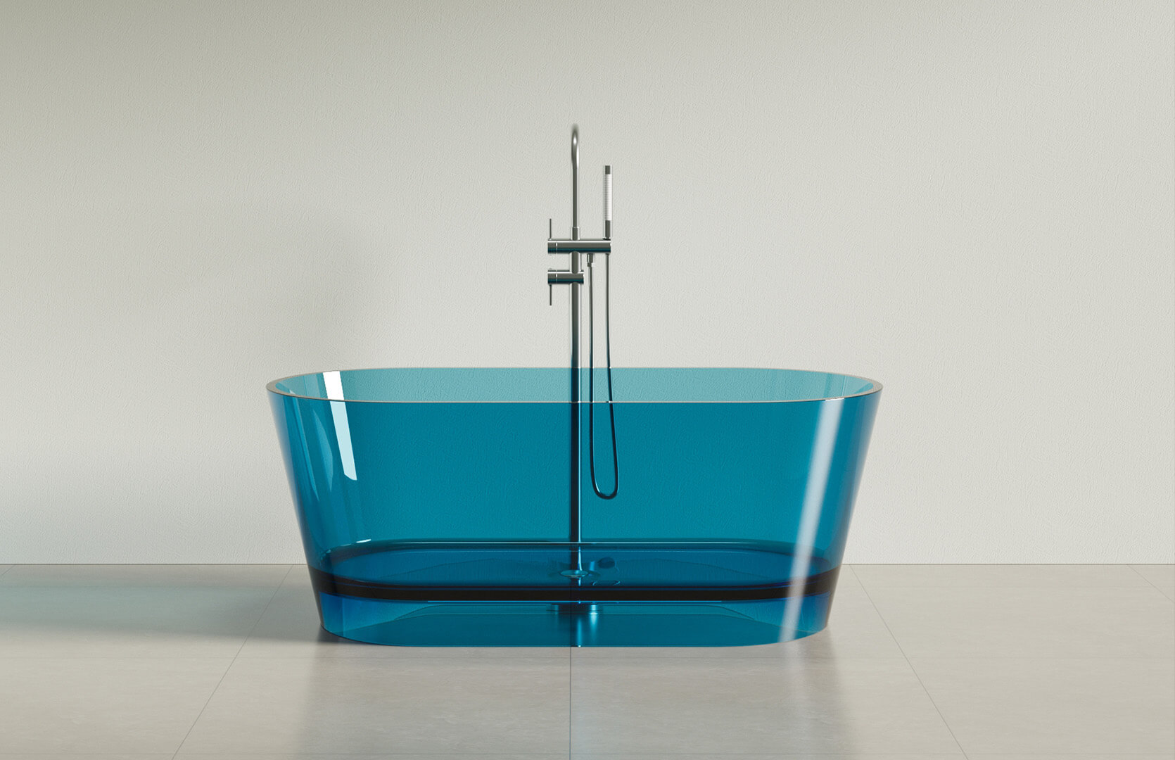 Translucent Resin Small Freestanding Soaking Tub_ CPG-8816A Blue