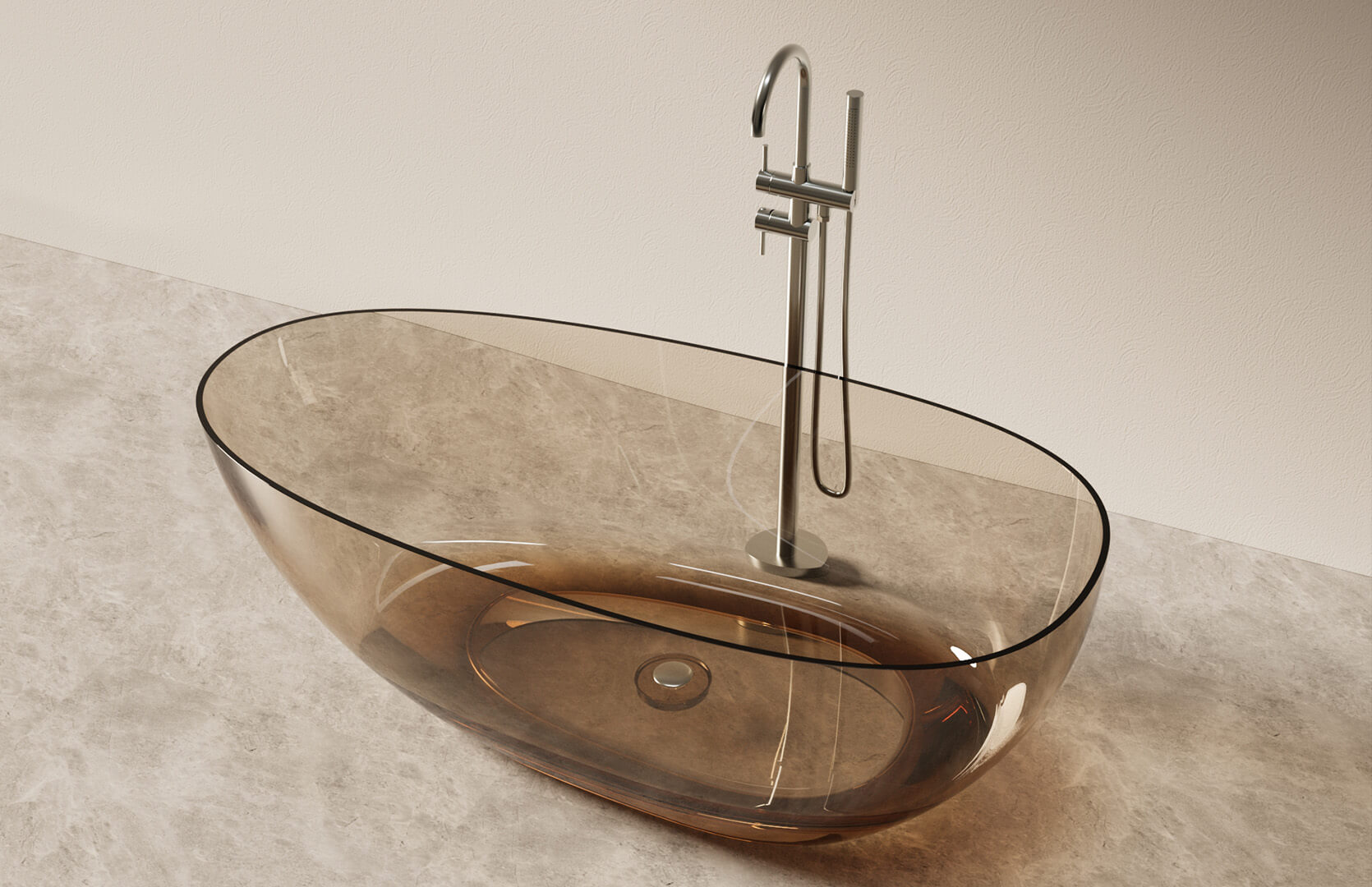 Translucent Resin Small Freestanding Tub