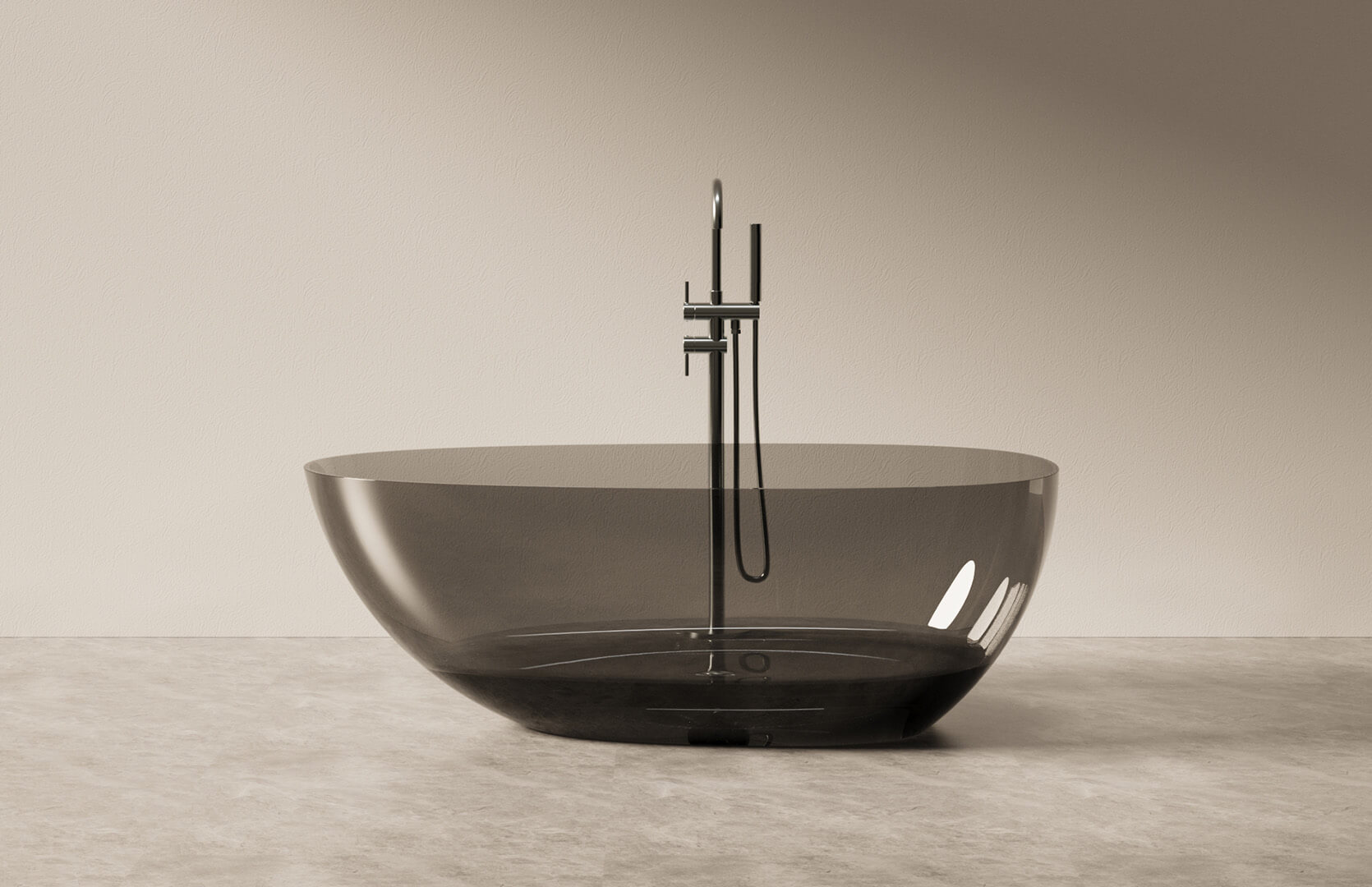 Translucent Resin Small Freestanding Tub CPG-8802B Black
