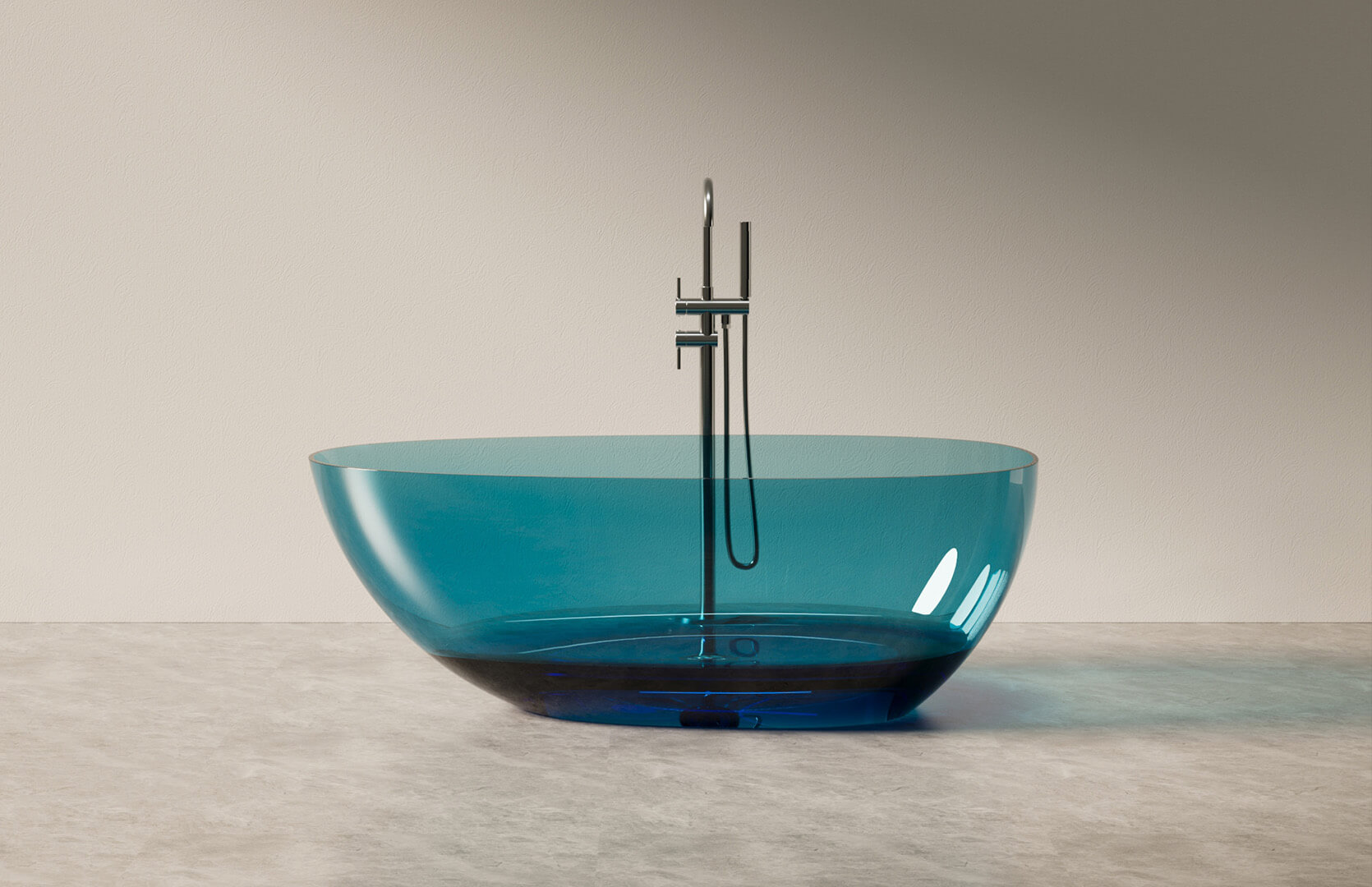 Translucent Resin Small Freestanding Tub CPG-8802B Blue