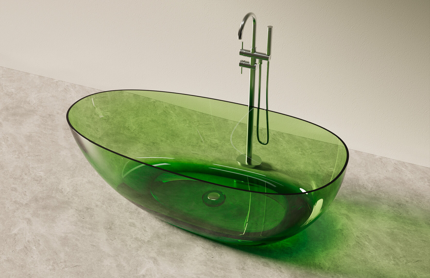 Translucent Resin Small Freestanding Tub CPG-8802B Green