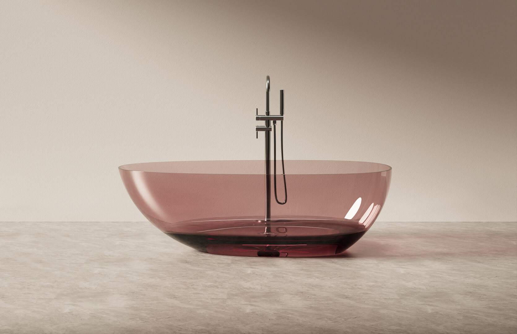 Translucent Resin Small Freestanding Tub CPG-8802B Red
