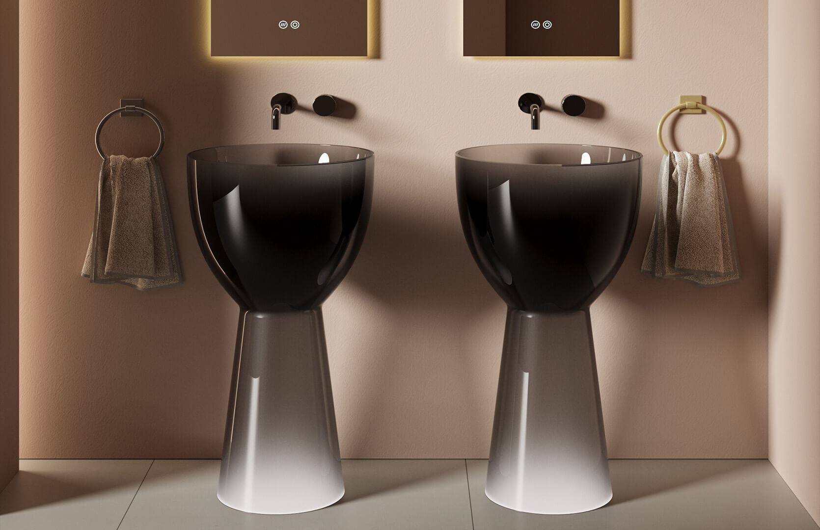 Translucent Resin Small Sink and Pedestal__ CPG-6636 Black