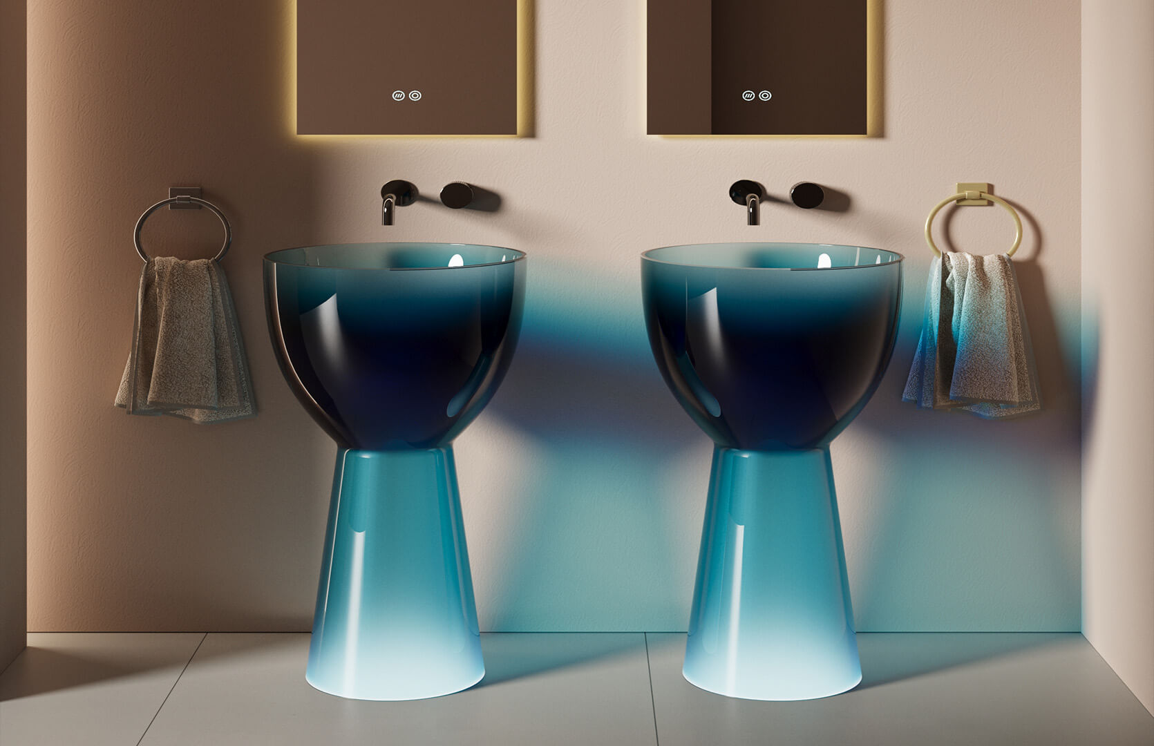 Translucent Resin Small Sink and Pedestal__ CPG-6636 Blue