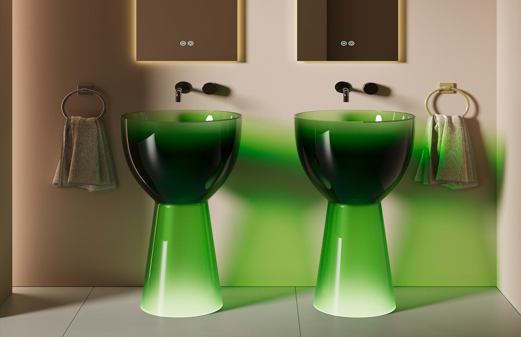 Translucent Resin Small Sink and Pedestal__ CPG-6636 Green