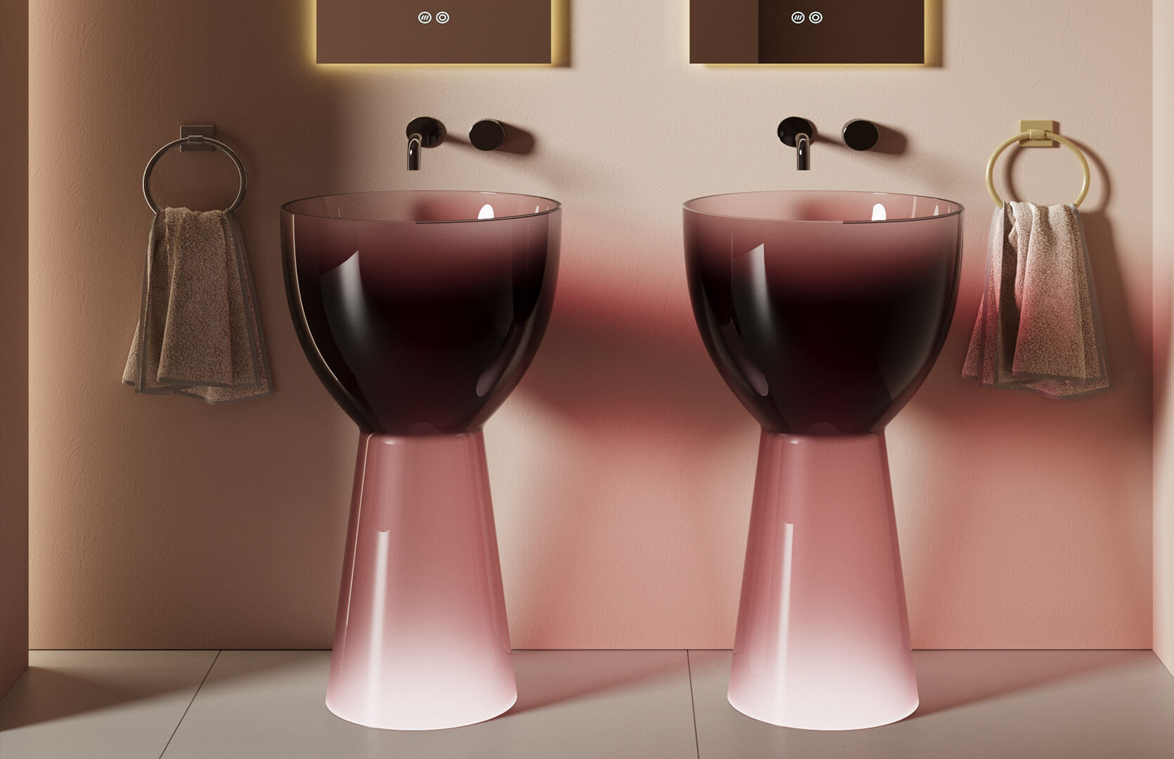 Translucent Resin Small Sink and Pedestal__ CPG-6636 Red