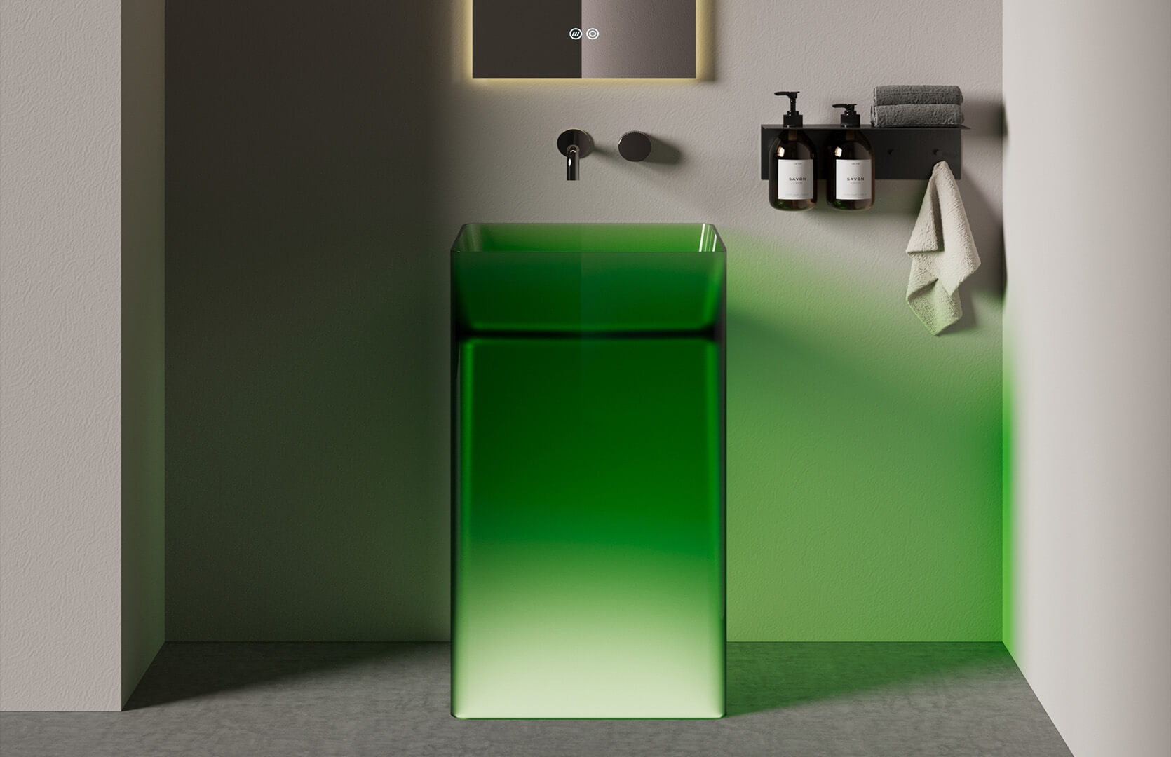 Translucent Resin Space Saving Pedestal Sink__ CPG-6633
