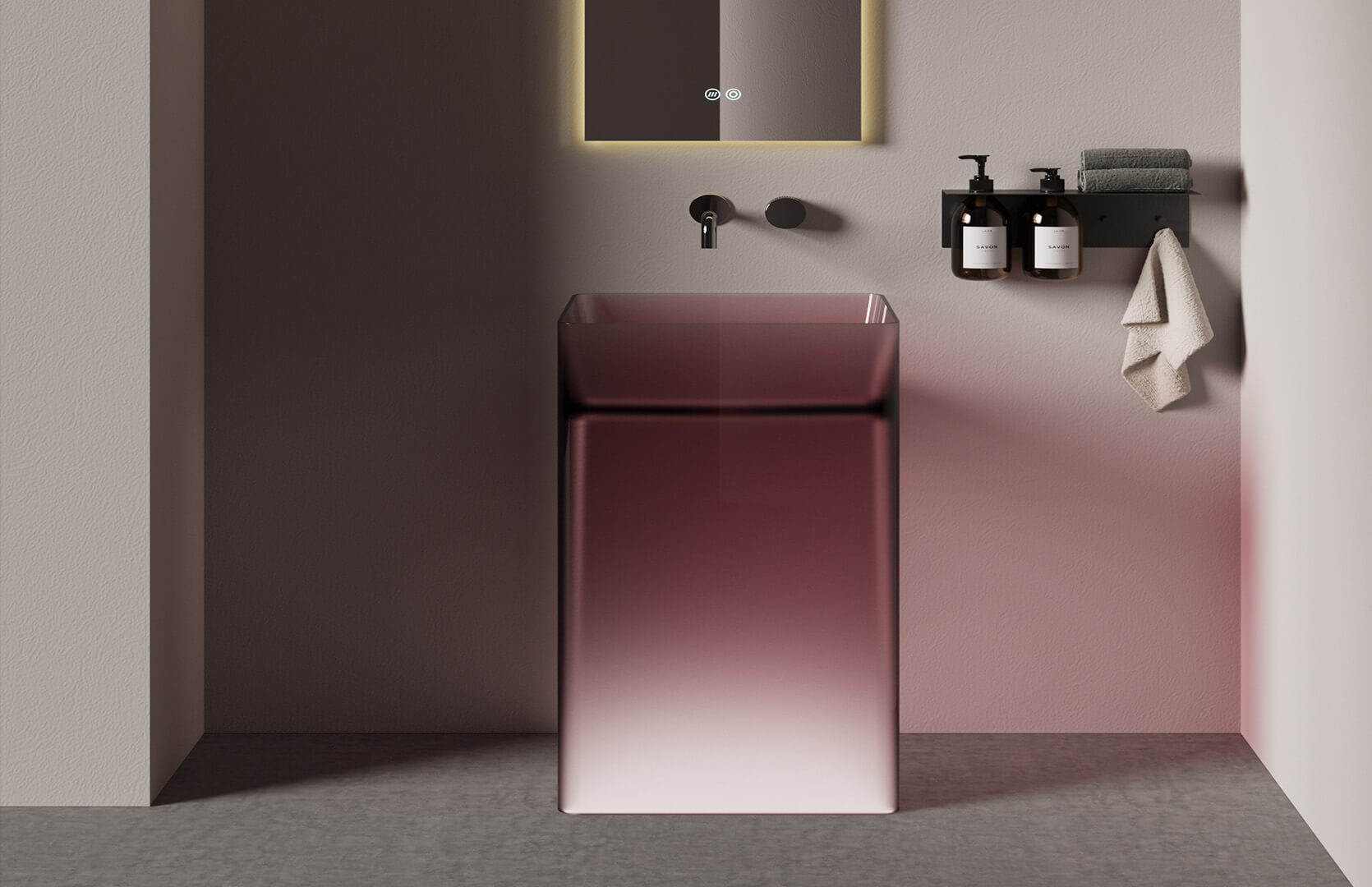 Translucent Resin Space Saving Pedestal Sink__ CPG-6633 Red