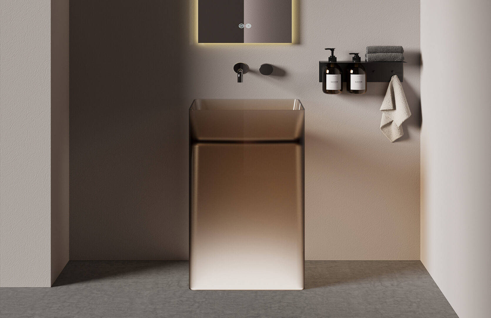 Translucent Resin Space Saving Pedestal Sink__ CPG-6633 Yellow