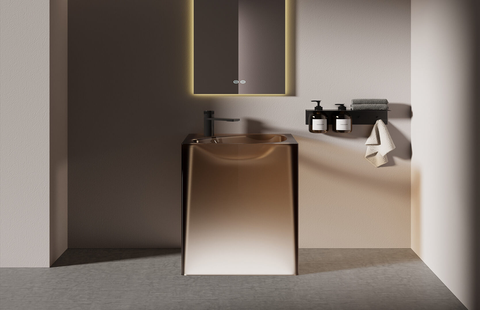 Translucent Resin Square Pedestal Sink__ CPG-6626