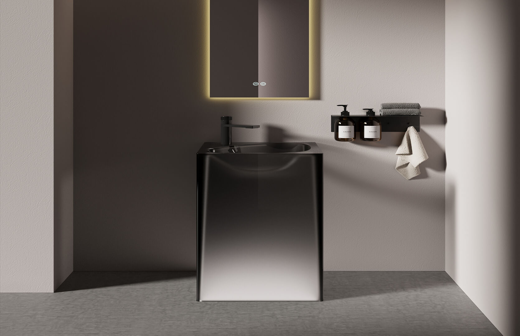 Translucent Resin Square Pedestal Sink__ CPG-6626 Black