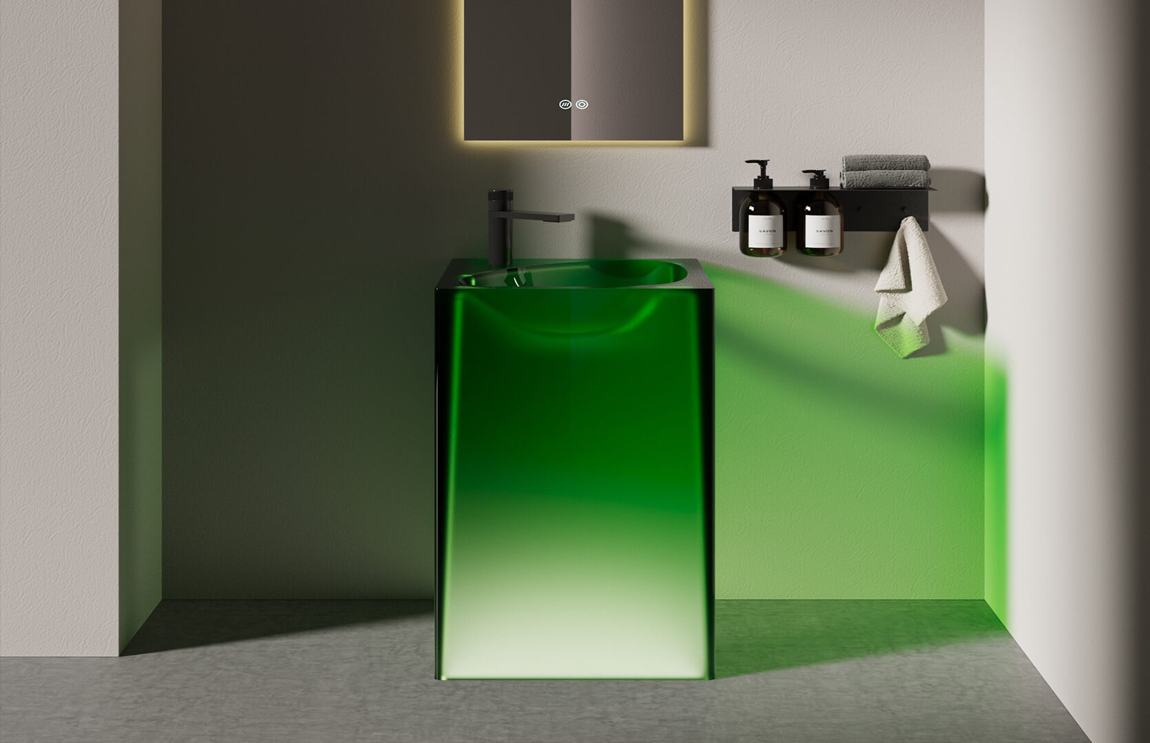Translucent Resin Square Pedestal Sink__ CPG-6626 Green