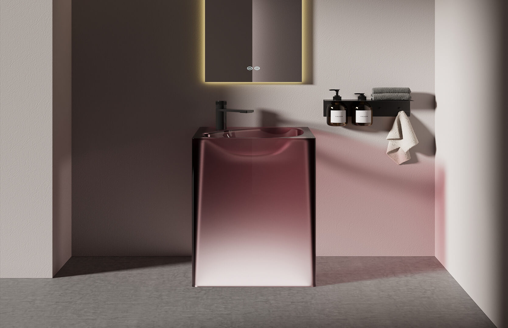 Translucent Resin Square Pedestal Sink__ CPG-6626 Red