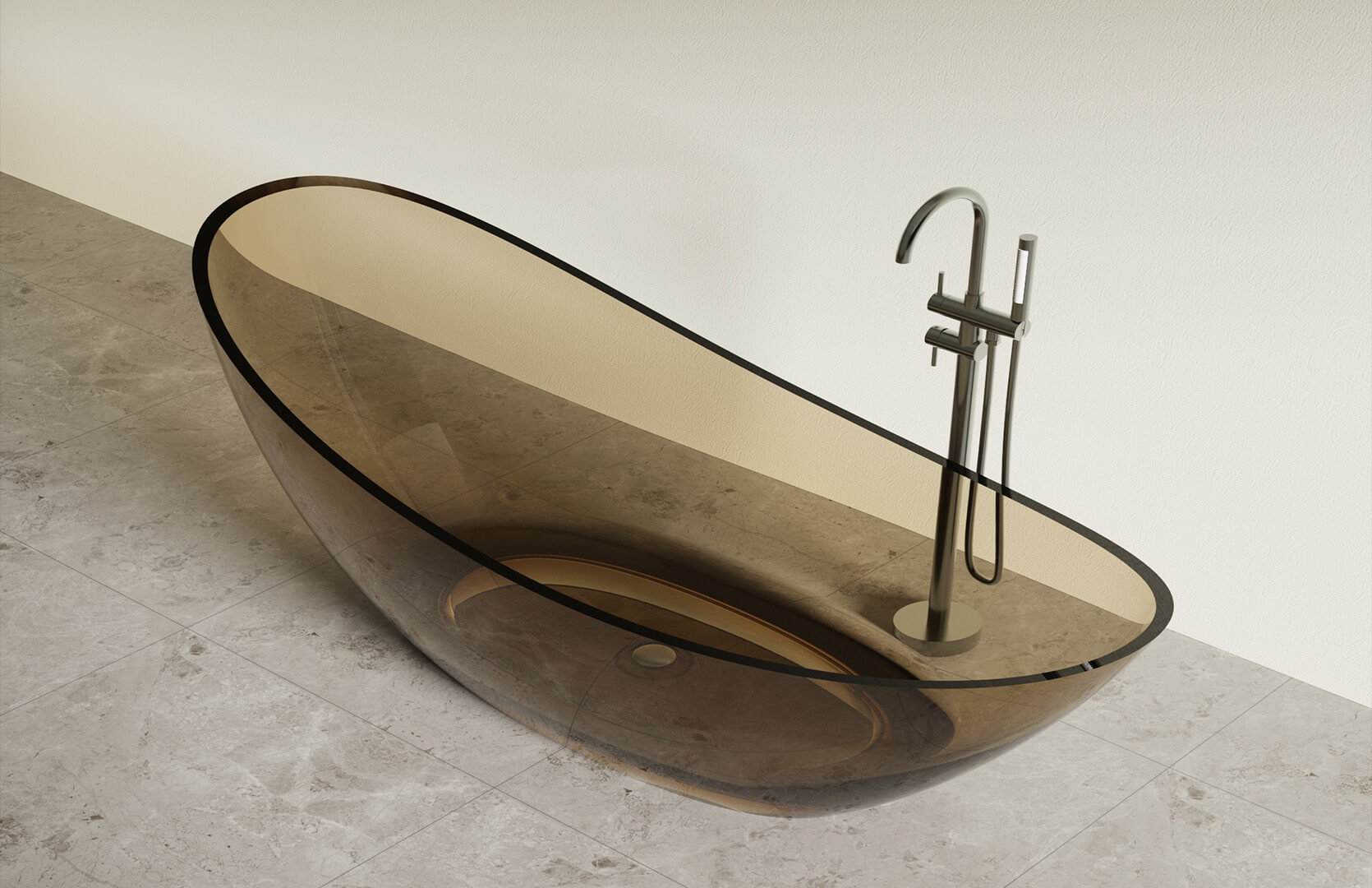 Translucent Resin Stone Resin Freestanding Tub