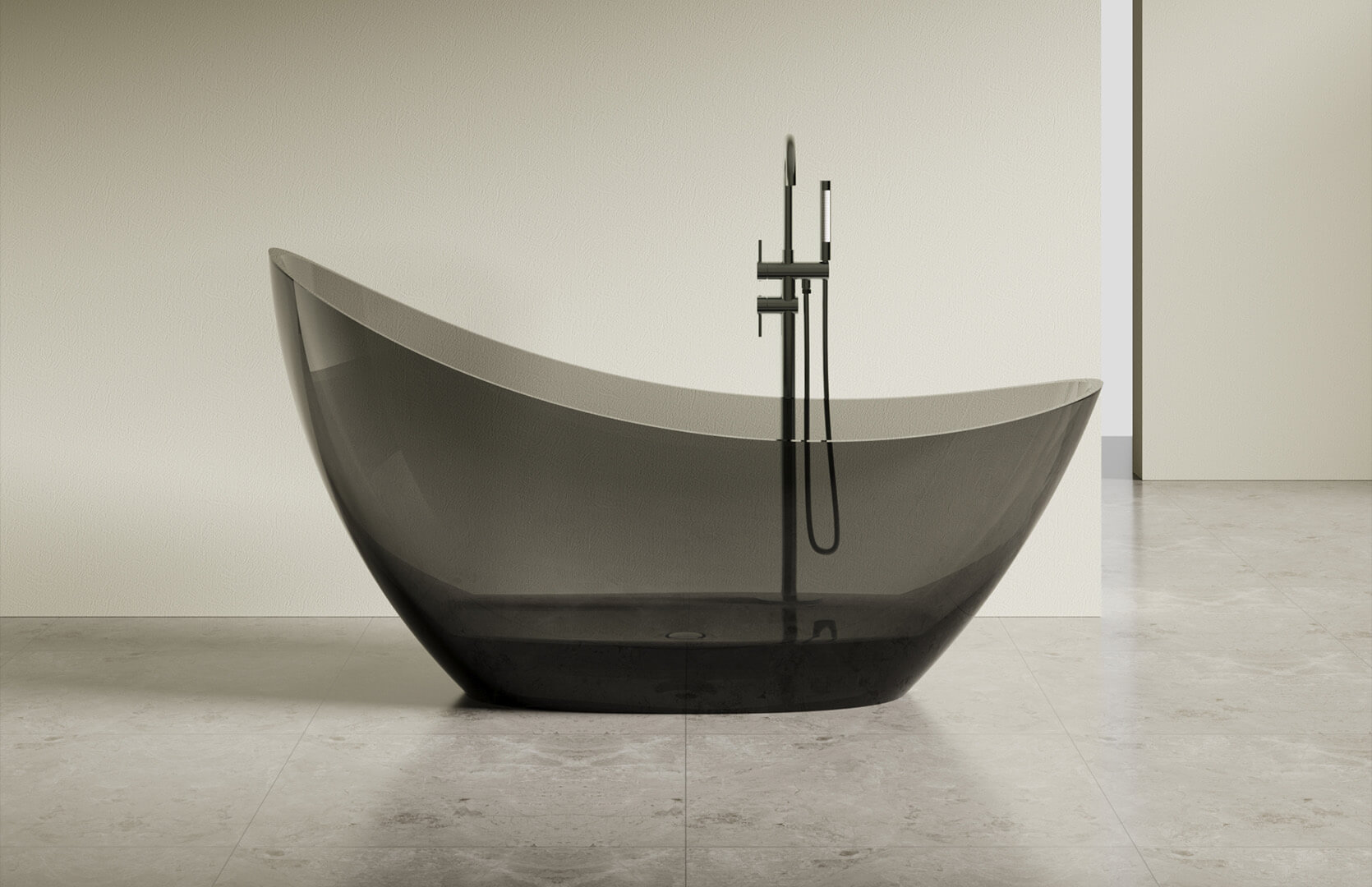 Translucent Resin Stone Resin Freestanding Tub CPG-8822 Black