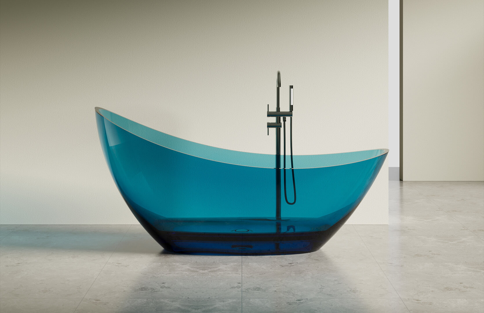 Translucent Resin Stone Resin Freestanding Tub CPG-8822 Blue