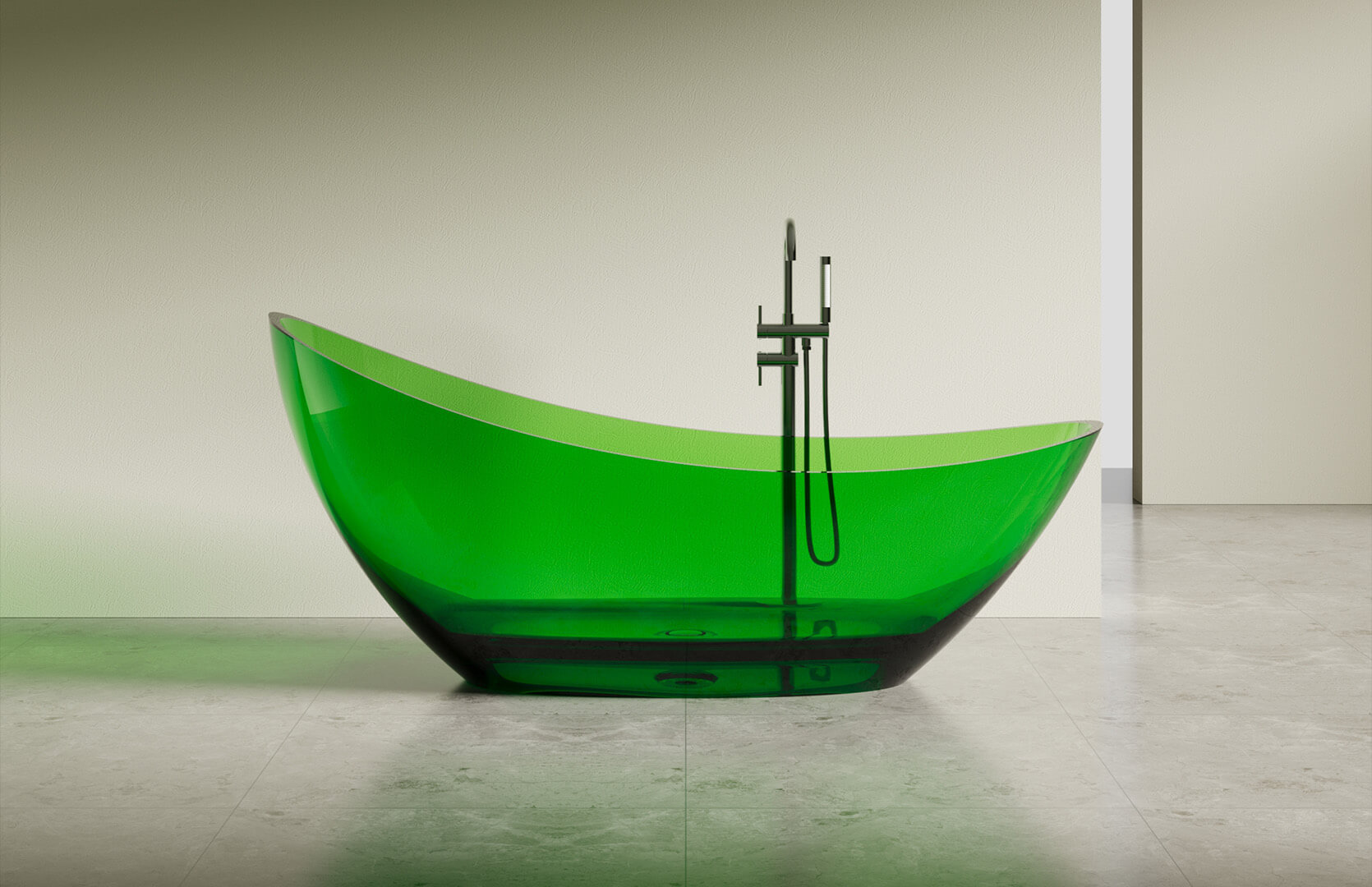 Translucent Resin Stone Resin Freestanding Tub CPG-8822 Green