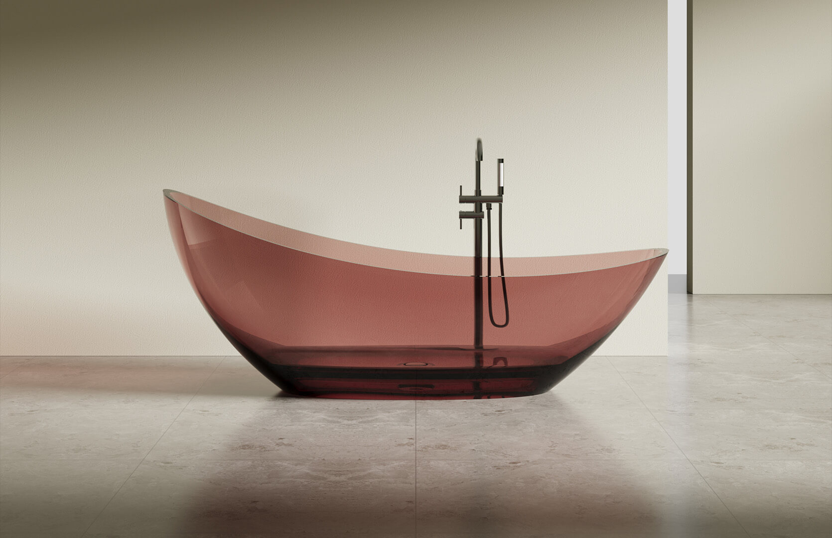Translucent Resin Stone Resin Freestanding Tub CPG-8822 Red