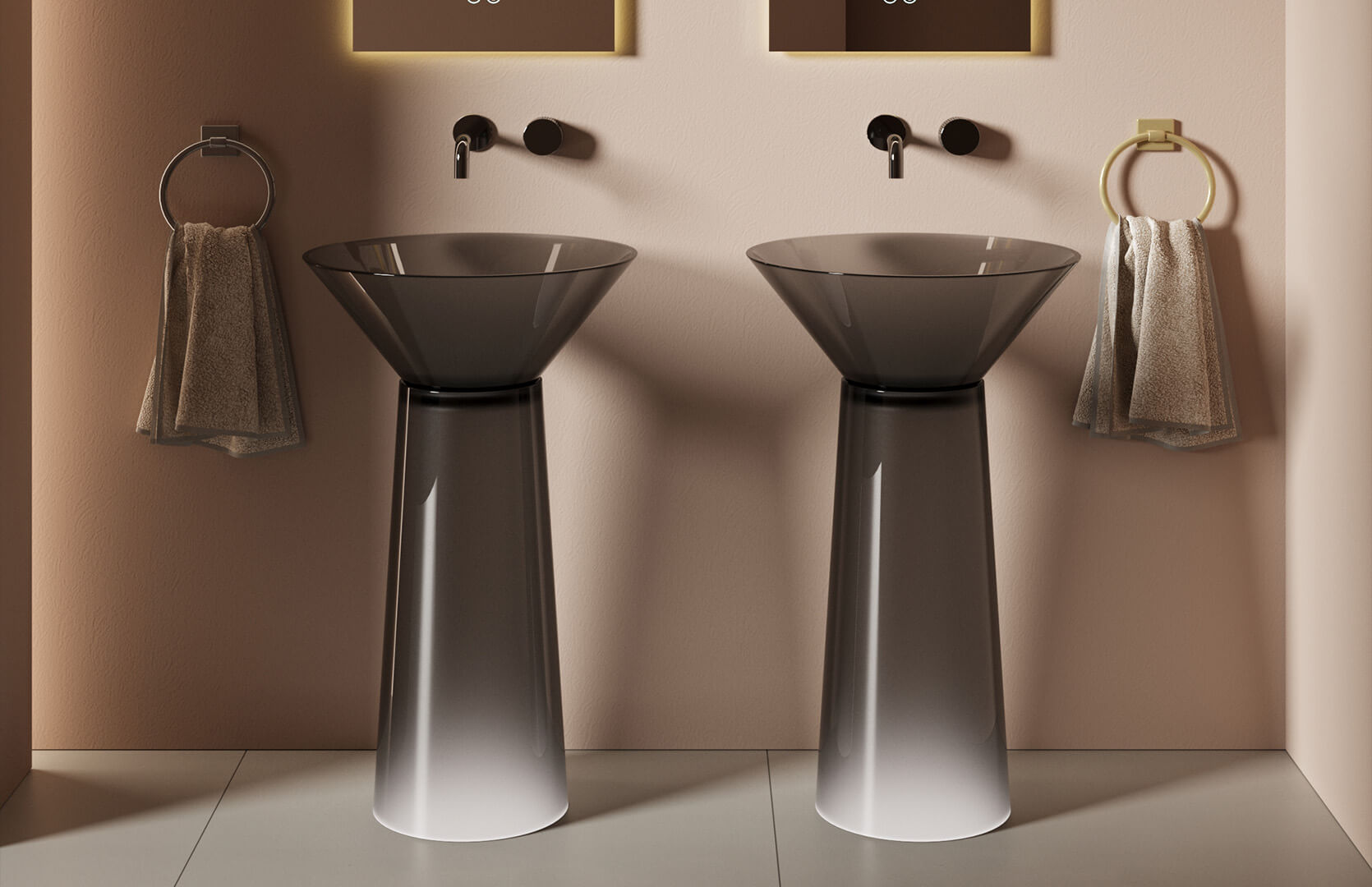 Translucent Resin Unique Pedestal Sink_ CPG-6628 Black