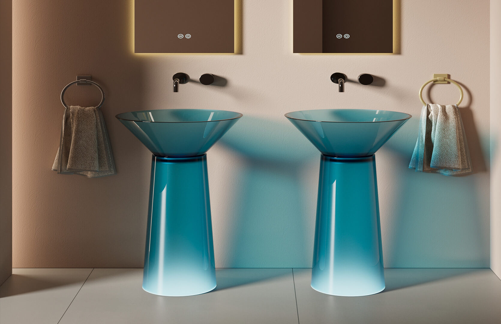 Translucent Resin Unique Pedestal Sink_ CPG-6628 Blue