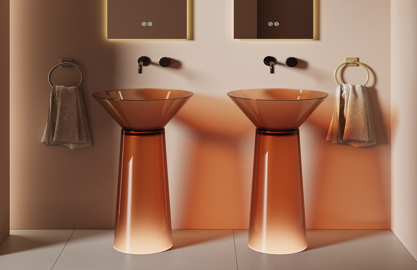 Translucent Resin Unique Pedestal Sink_ CPG-6628 Brown