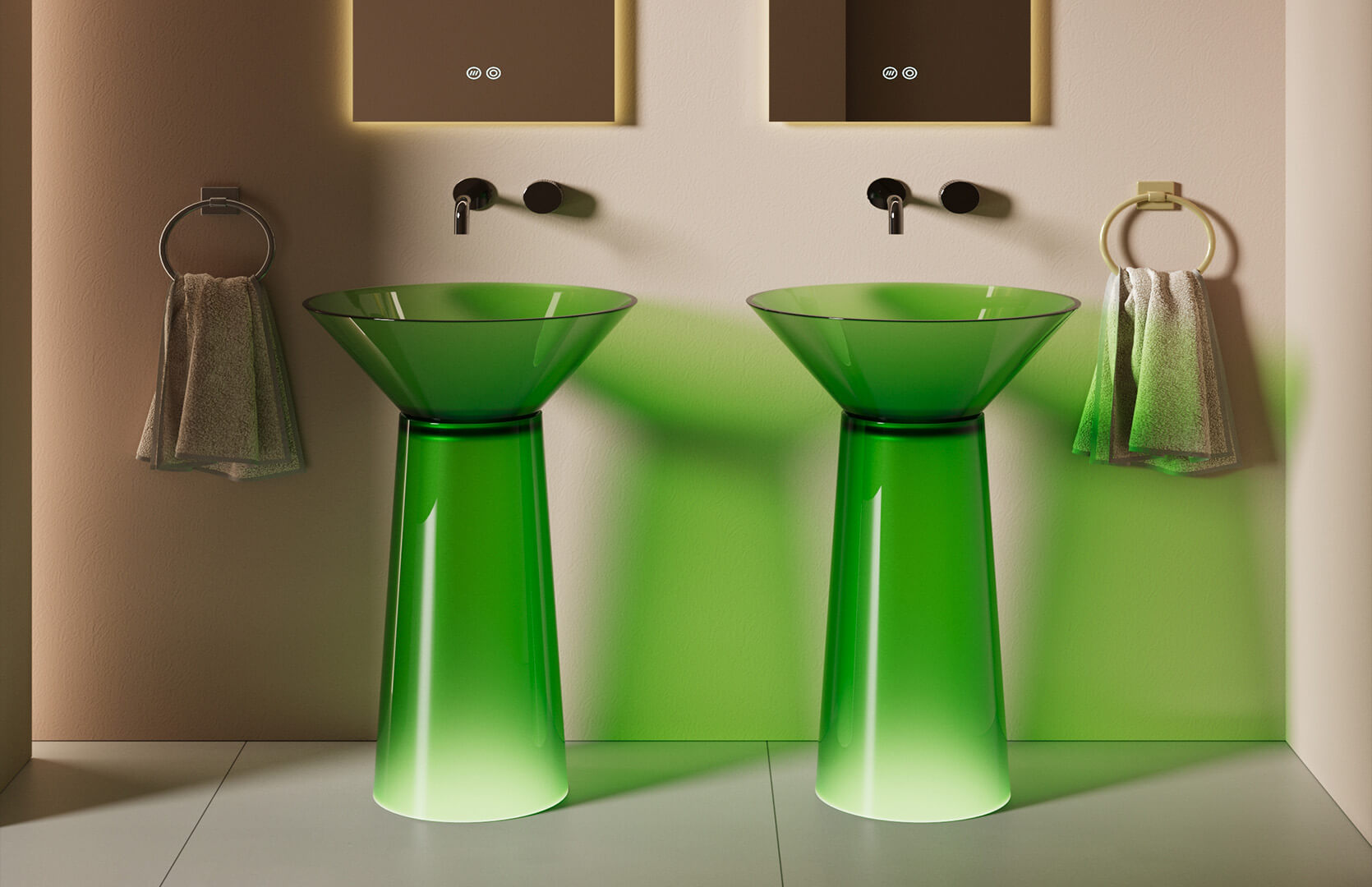Translucent Resin Unique Pedestal Sink_ CPG-6628 Green