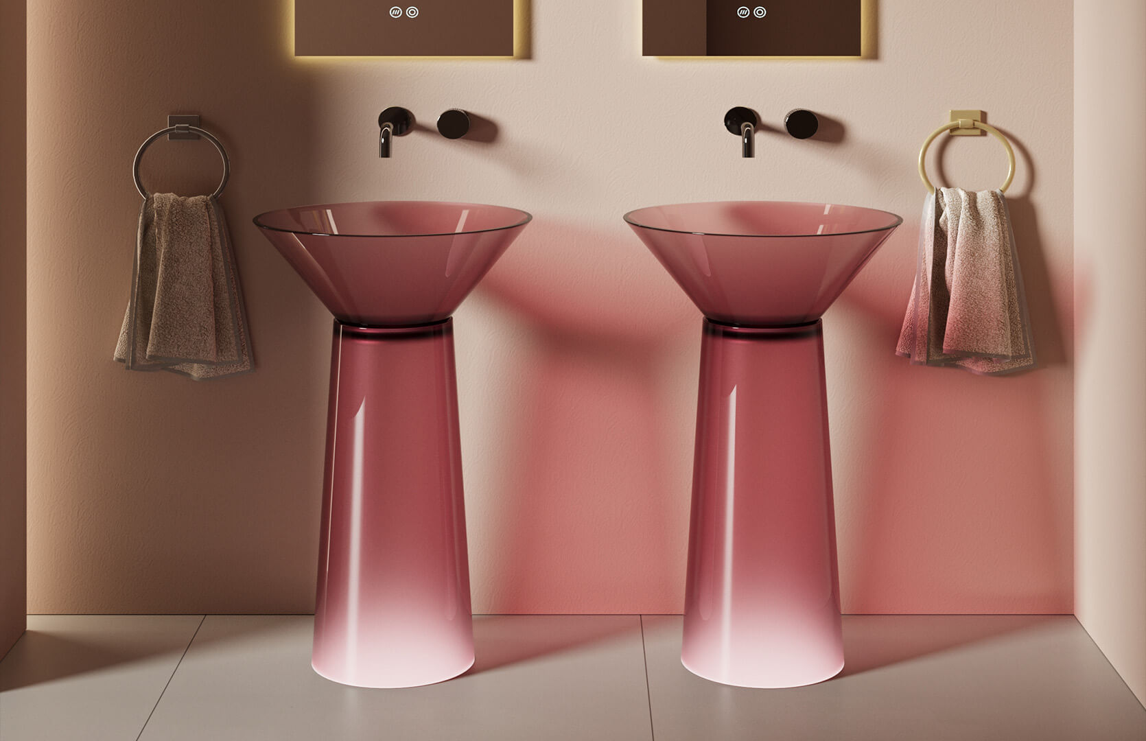 Translucent Resin Unique Pedestal Sink_ CPG-6628 Red
