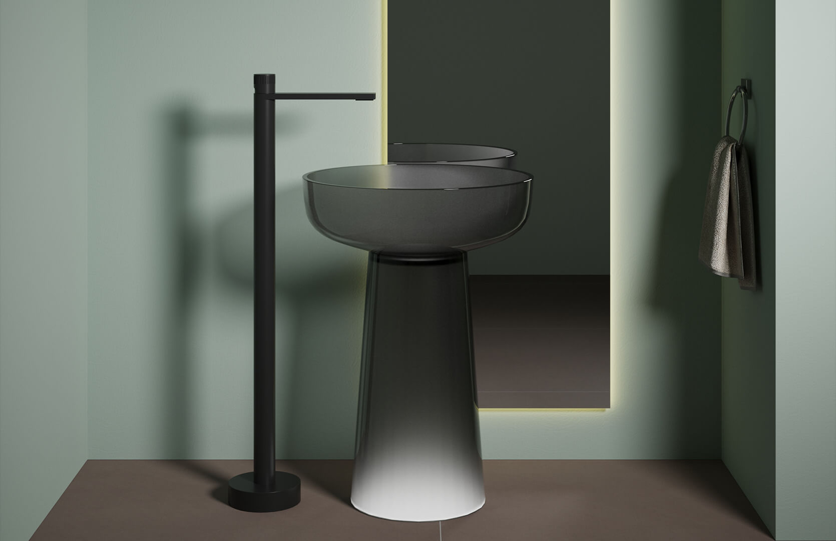 Translucent Resin Vanities Pedestal Sink_ CPG-6623 Black