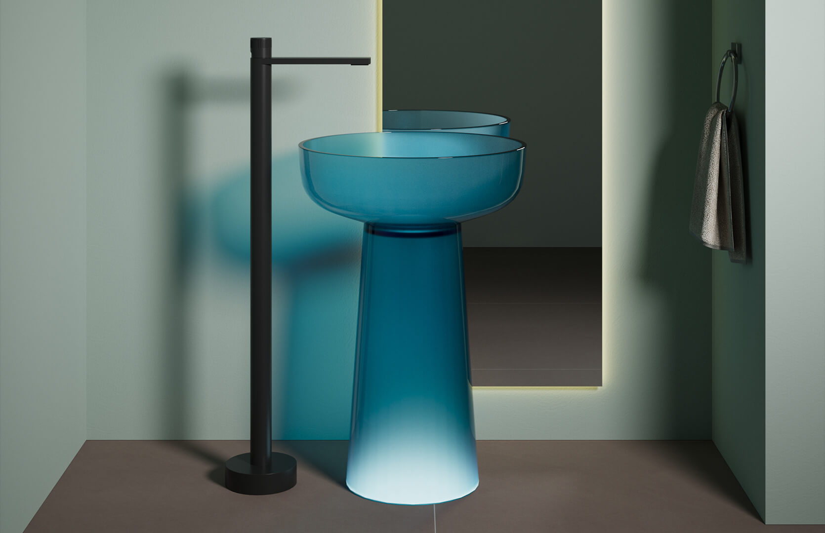 Translucent Resin Vanities Pedestal Sink_ CPG-6623 Blue